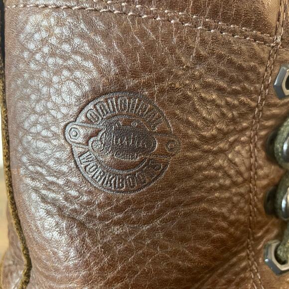 Justin Original Workboots WK920 Men’s 10.5D Brown Leather Lace Up Work Boots - Picture 8 of 14